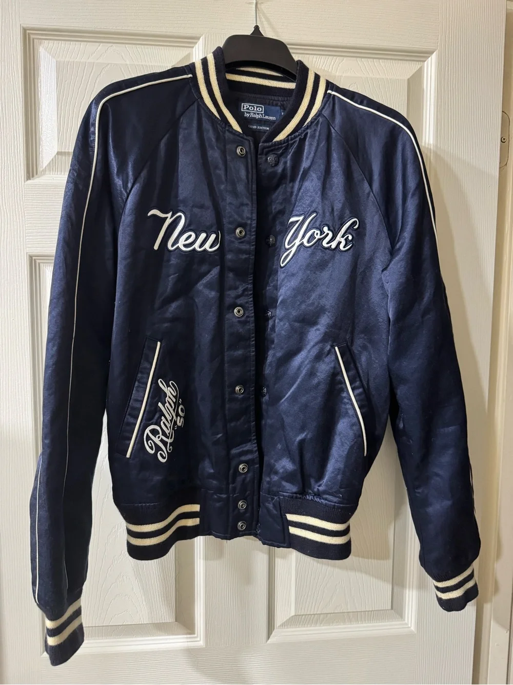 Men’s Ralph Lauren Yankees NY Limited MLB Navy Varsity Satin Jacket
